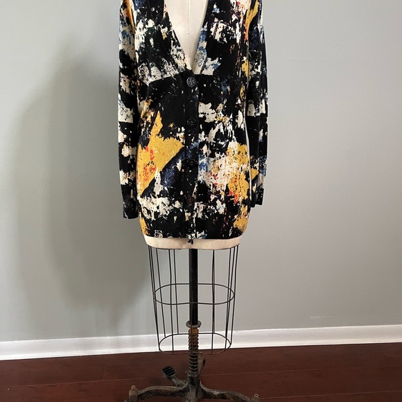 TORY BURCH Simone Patterned Abstract Cardigan Merino Wool {ZZ20} - Picture 5 of 11